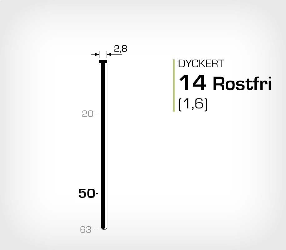 Rostfri dyckert 14/50 SS (SKN 16-50 SS)
