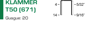 Klammer T50 eller 671 för klammerpistol T50.16